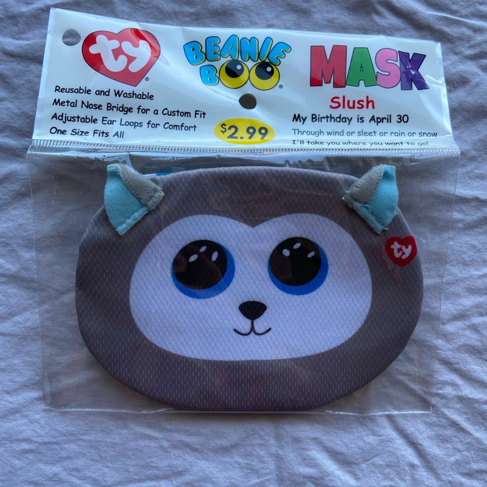 *Free w/ Purchase* TY Beanie Boo Slush NWT child’s face mask